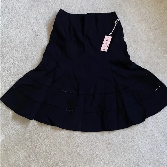 Nanette Lepore Black Midi Flare Skirt