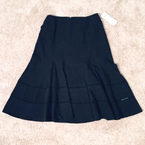 Nanette Lepore Black Midi Flare Skirt