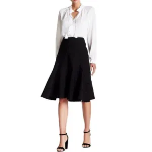 Nanette Lepore Black Midi Flare Skirt
