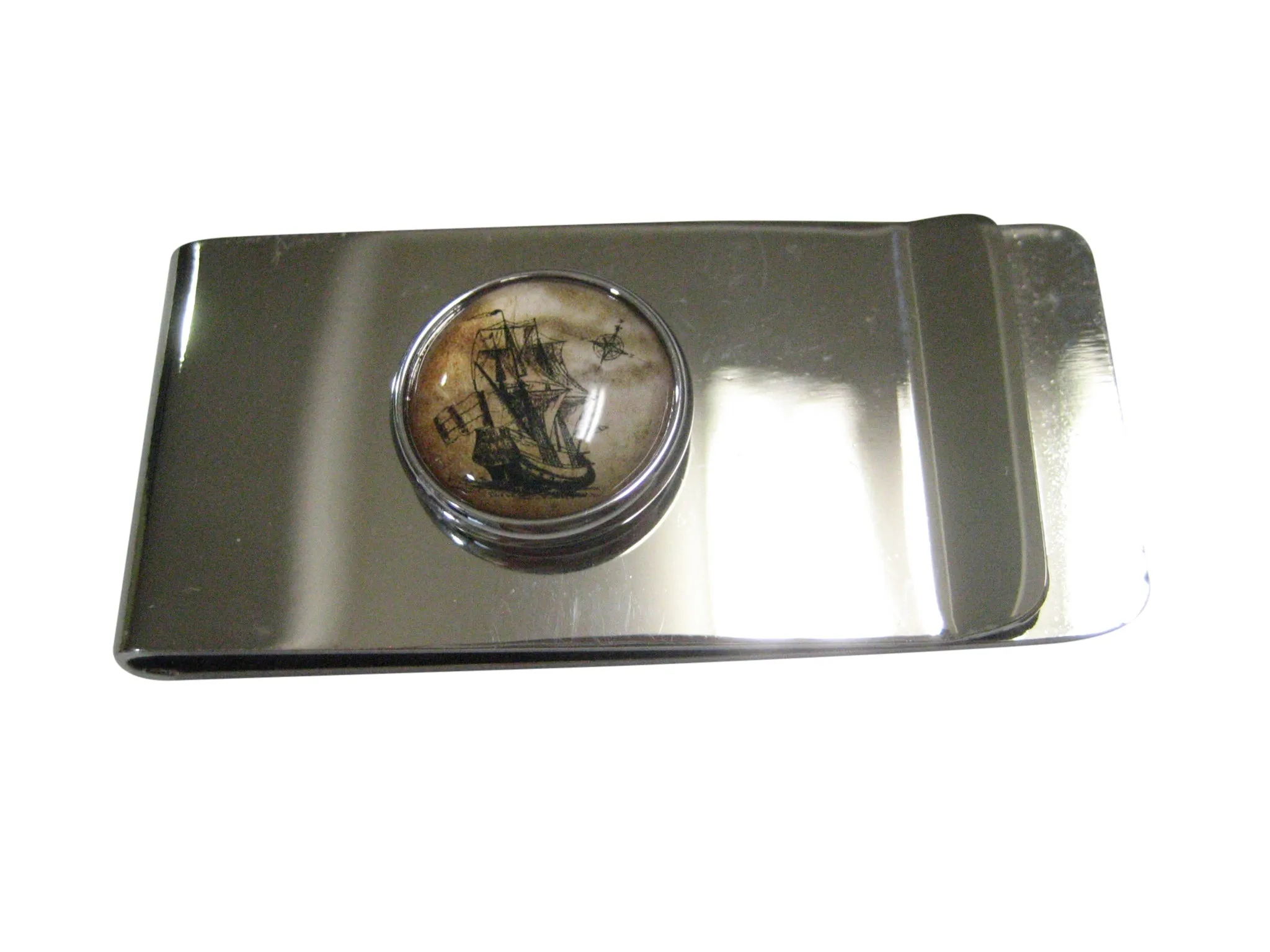 Nautical Old Ship Circular Money Clip