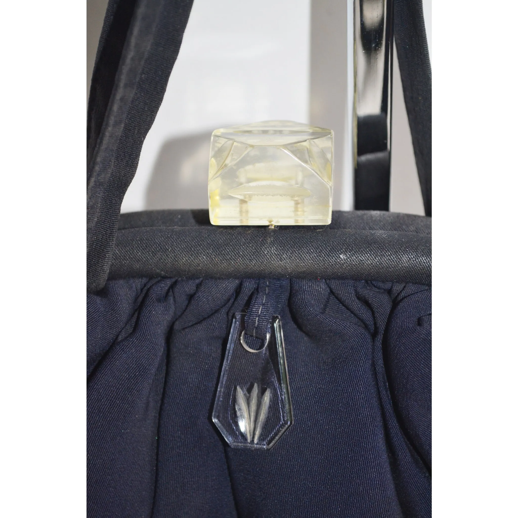 Navy Pouch Lucite Clasp Purse