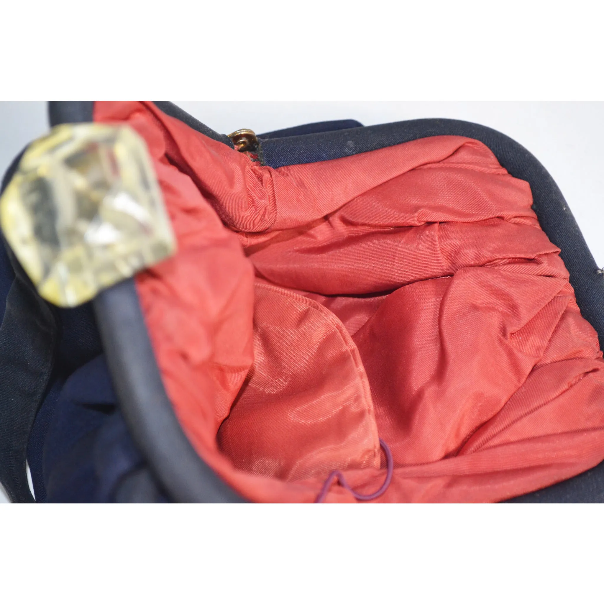 Navy Pouch Lucite Clasp Purse