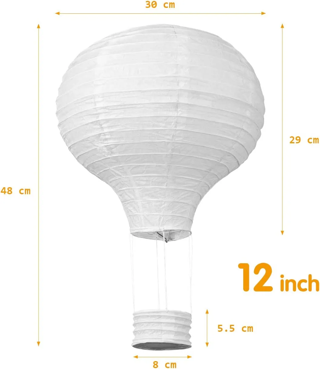 New LIHAO 6 PCS White Hot Air Balloon Paper Lanterns Wishing Lantern DIY Paper Lantern for Birthday Wedding Baby Shower Party Decoration Supplies