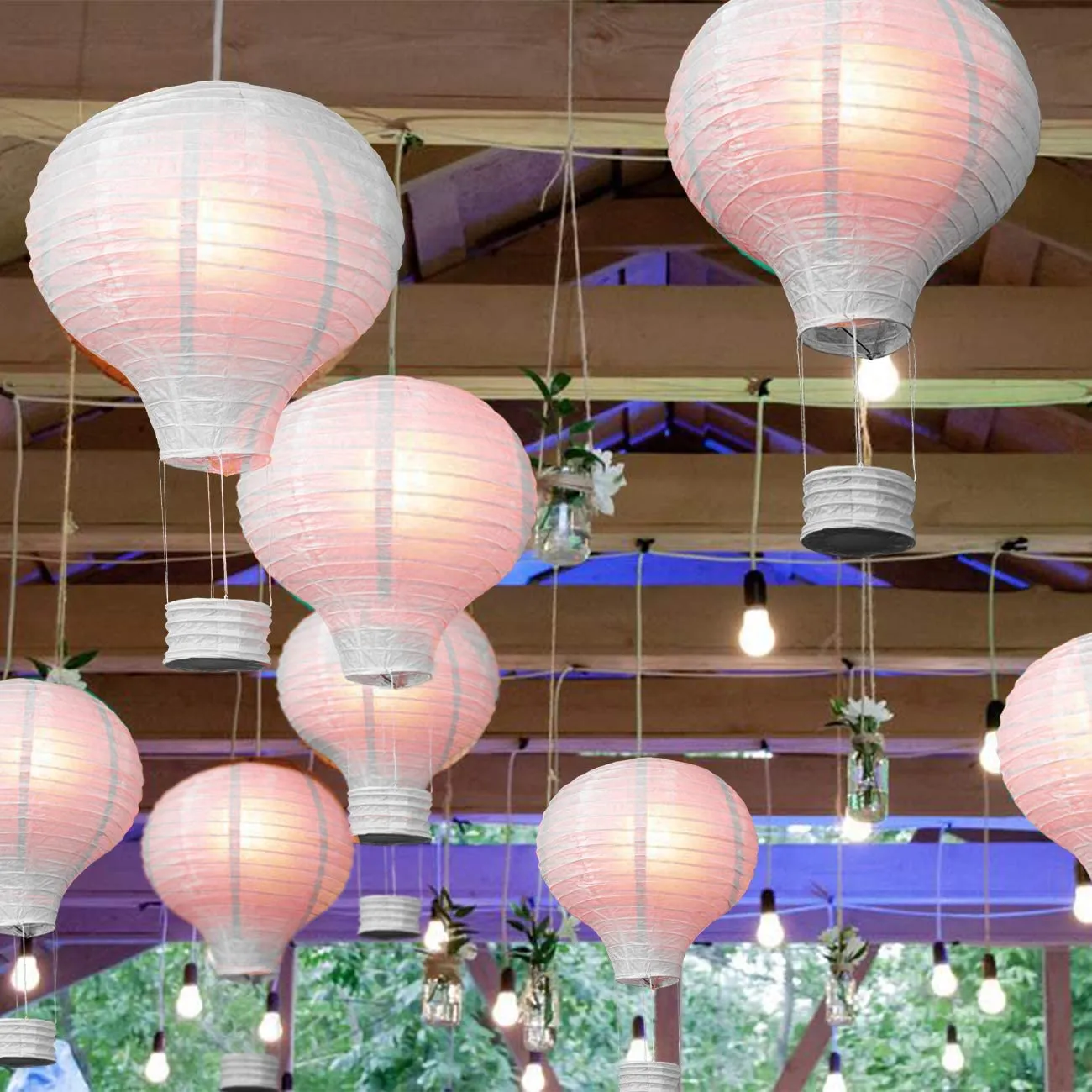 New LIHAO 6 PCS White Hot Air Balloon Paper Lanterns Wishing Lantern DIY Paper Lantern for Birthday Wedding Baby Shower Party Decoration Supplies