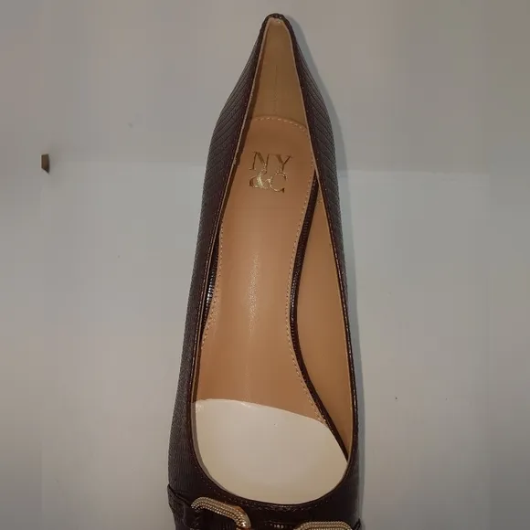 New New York &amp; Company Women's Katerina Lizard Embossed Brown Sz 10