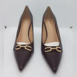 New New York &amp; Company Women's Katerina Lizard Embossed Brown Sz 10