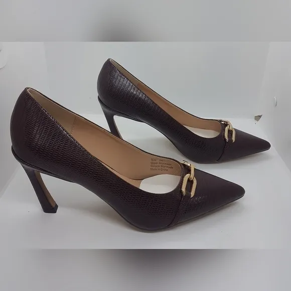 New New York &amp; Company Women's Katerina Lizard Embossed Brown Sz 10