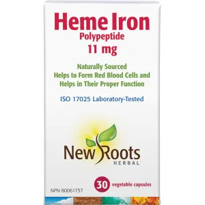 New Roots Heme Iron Polypeptide 11mg 30 Vegetarian Capsules