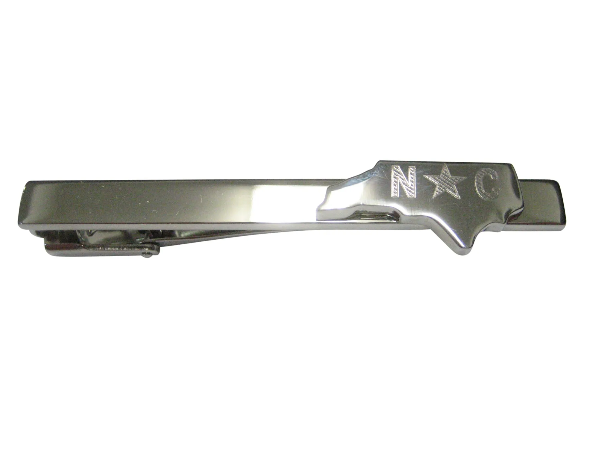 North Carolina State Map Shape and Flag Design Square Tie Clip