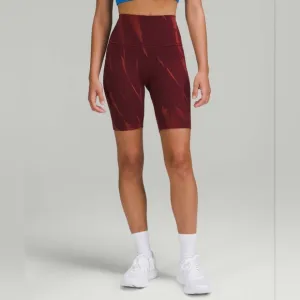 NWOT Lululemon Wunder Train High-Rise Short 8&quot; (Sun Bleached Wash Red Merlot) 6