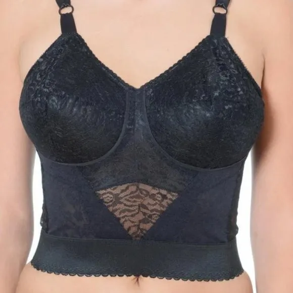 NWT Rago Lacette Longline Wireless Expandable Cup Bra &amp; Shapewear 2202 In Black