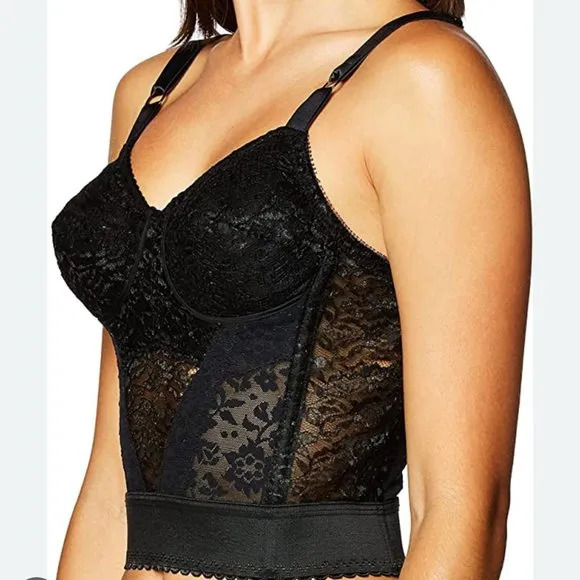 NWT Rago Lacette Longline Wireless Expandable Cup Bra &amp; Shapewear 2202 In Black