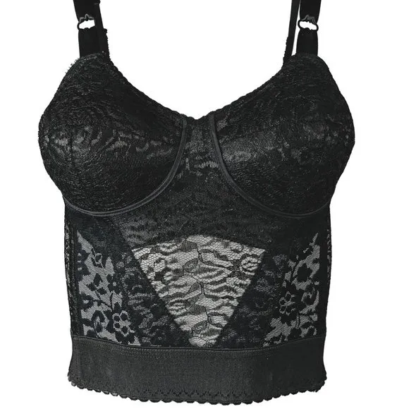 NWT Rago Lacette Longline Wireless Expandable Cup Bra &amp; Shapewear 2202 In Black