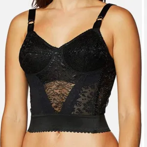 NWT Rago Lacette Longline Wireless Expandable Cup Bra &amp; Shapewear 2202 In Black