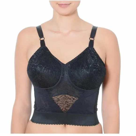 NWT Rago Lacette Longline Wireless Expandable Cup Bra &amp; Shapewear 2202 In Black