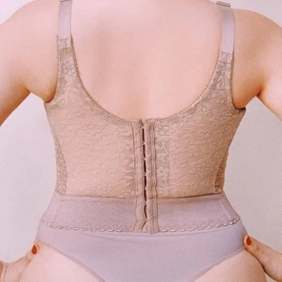 NWT Rago Lacette Longline Wireless Expandable Cup Bra &amp; Shapewear 2202 In Black