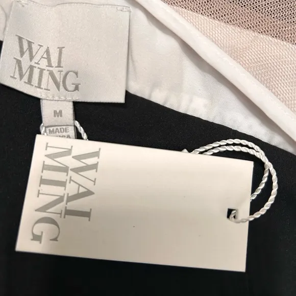 NWT Wai Ming LBD Sophie Dress Silk with Mesh and Leather Trim, size Medium