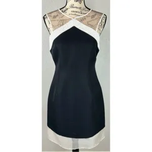 NWT Wai Ming LBD Sophie Dress Silk with Mesh and Leather Trim, size Medium