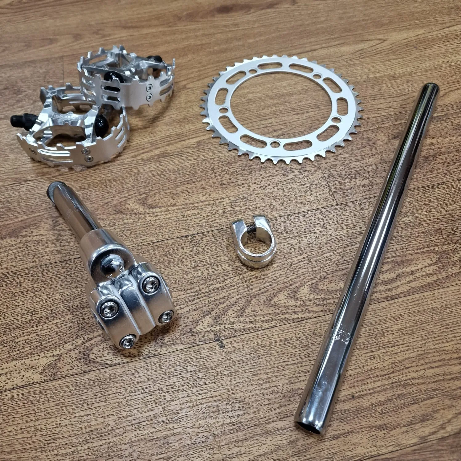 Old Shool BMX Parts Pack with 130 BCD Chainring - Silver