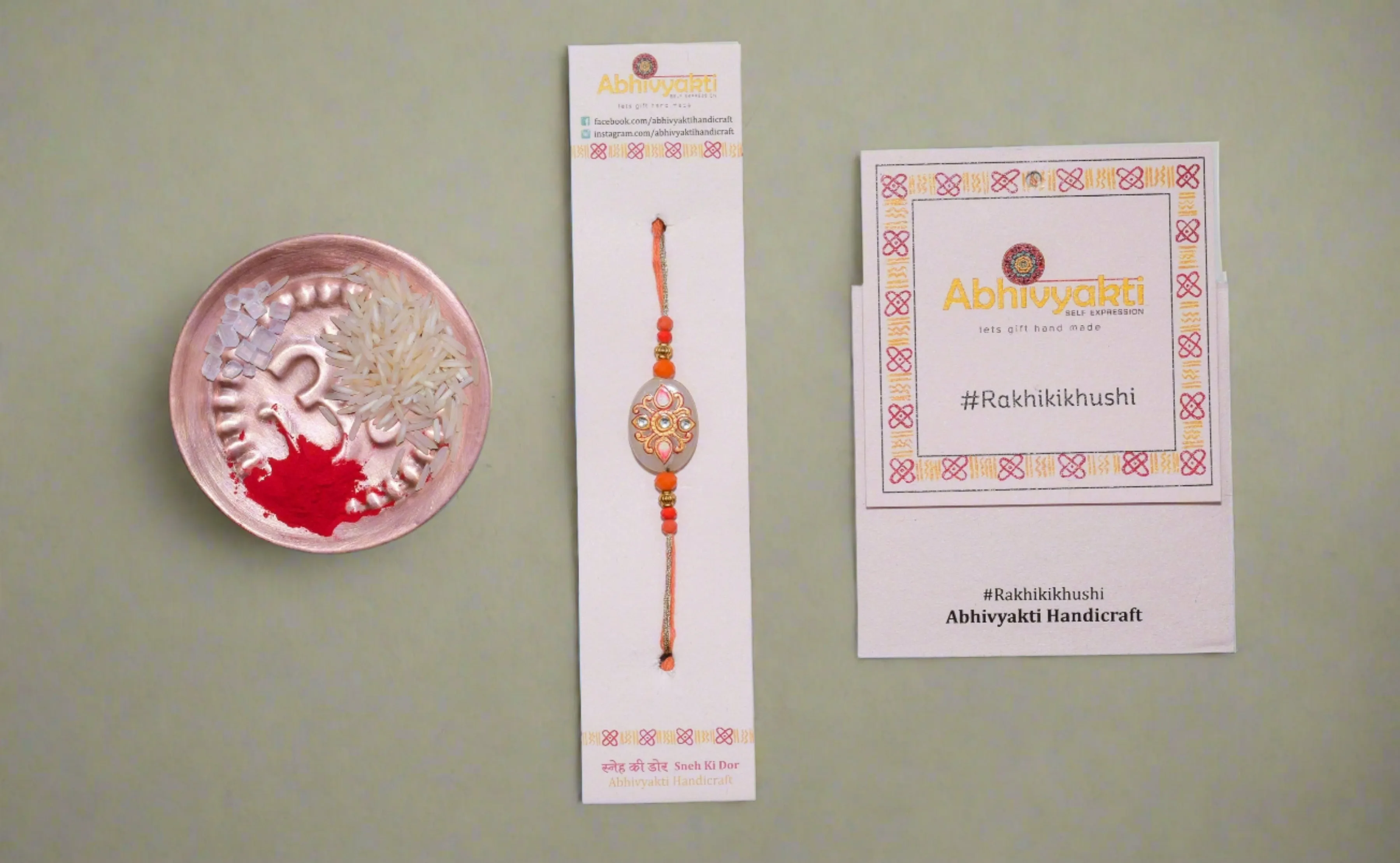 Orange Hand Painted Rakhi -Send to USA ( Free shipping )