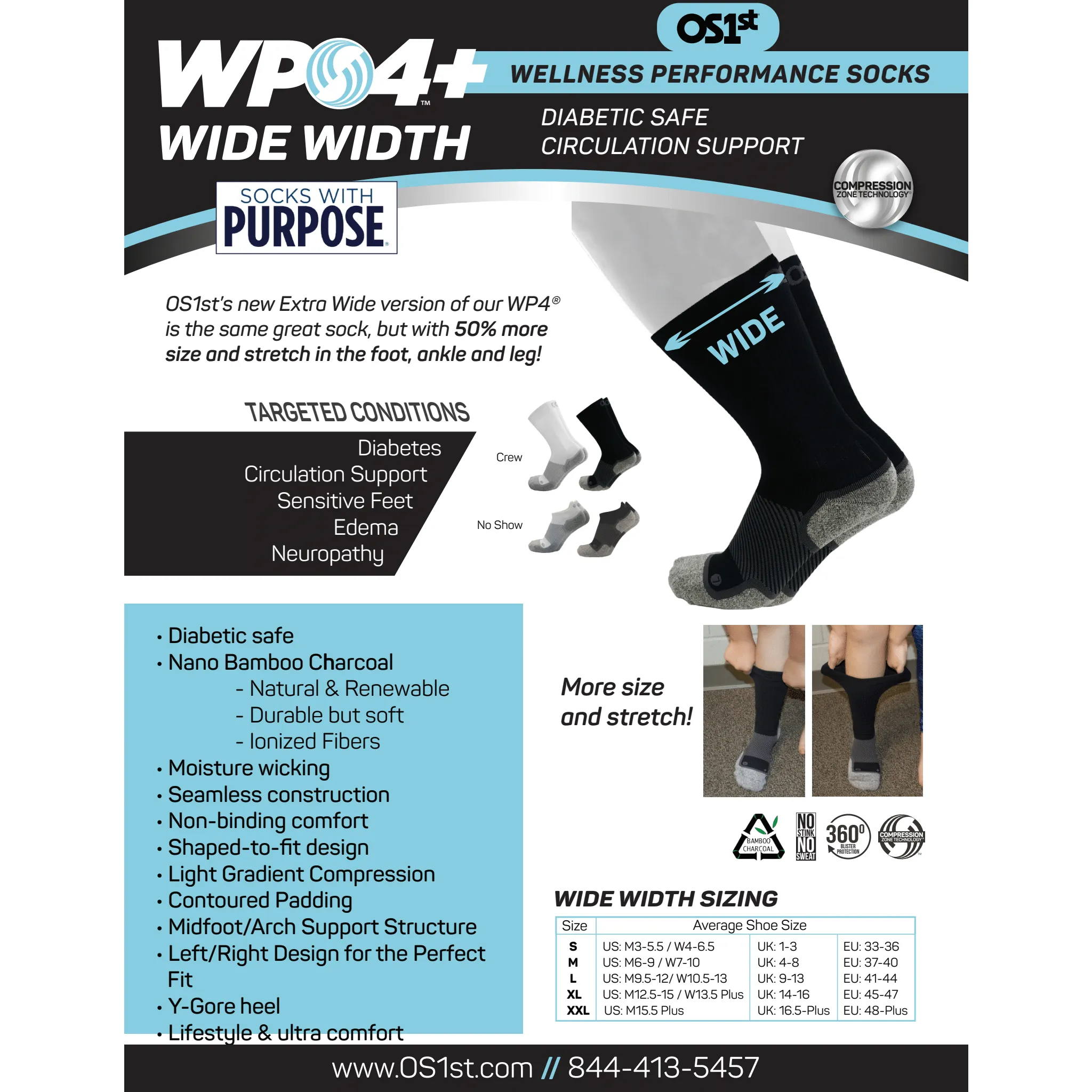 OS1st Wide Wellness Performance Crew Socks