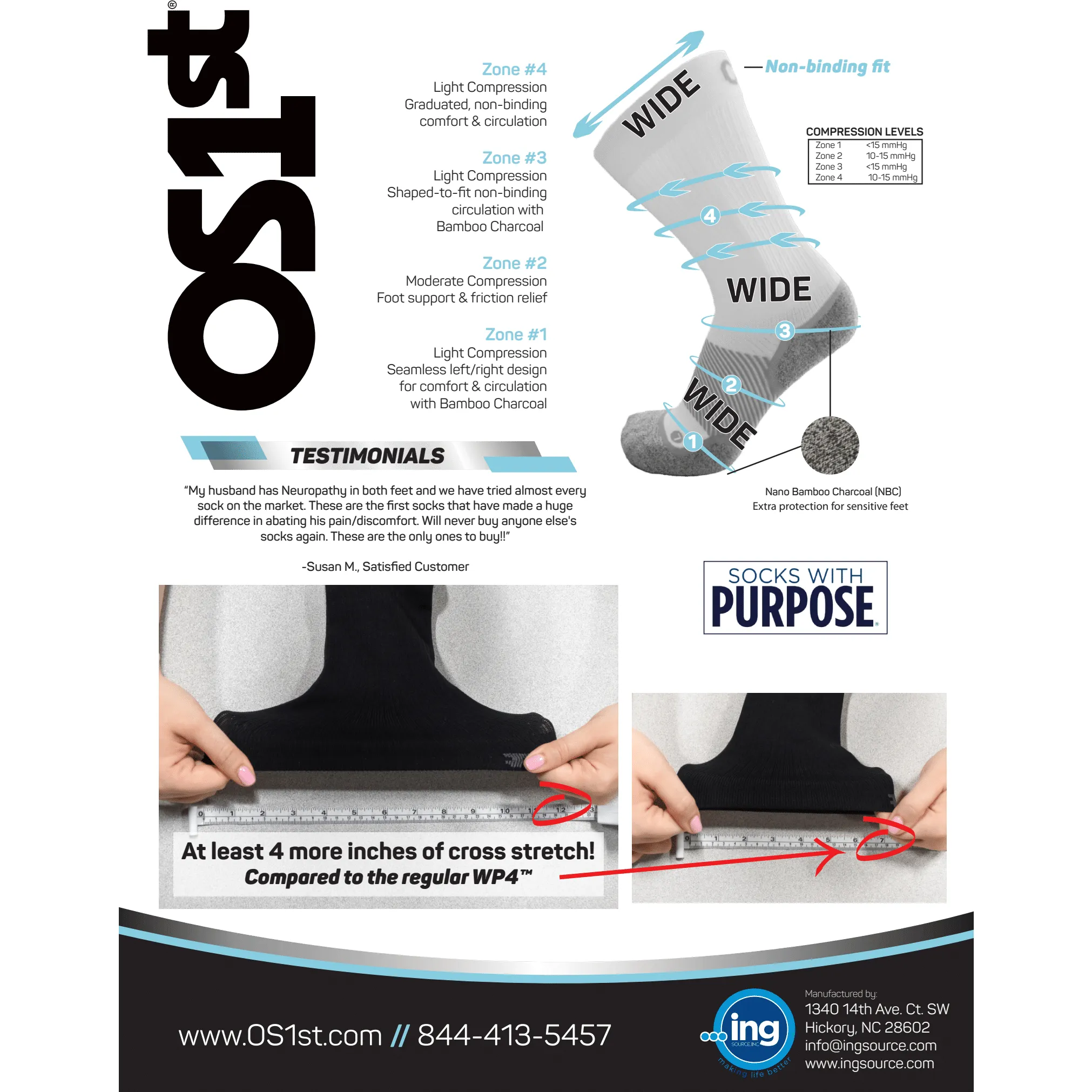 OS1st Wide Wellness Performance Crew Socks