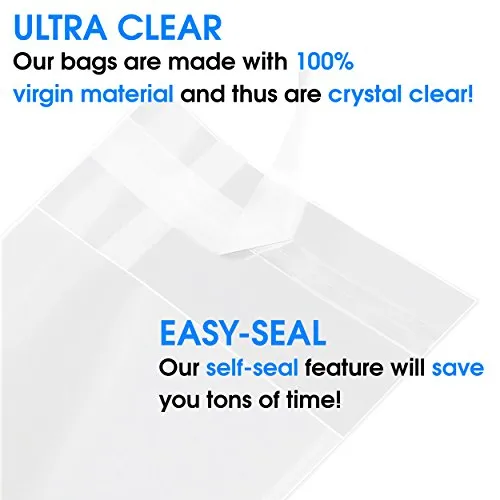 Pack It Chic - 11” X 14” (200/1000 Pack) Clear Resealable Polypropylene Bags - Fits 11X14 Prints, Photos, Documents - Self Seal
