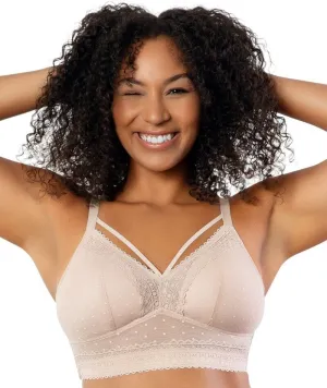 Parfait Mia Dot Wire-Free Longline Padded Lace Bralette - Cameo Rose