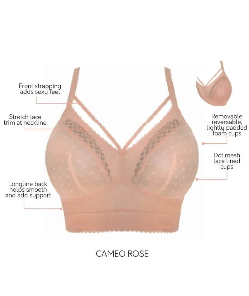 Parfait Mia Dot Wire-Free Longline Padded Lace Bralette - Cameo Rose