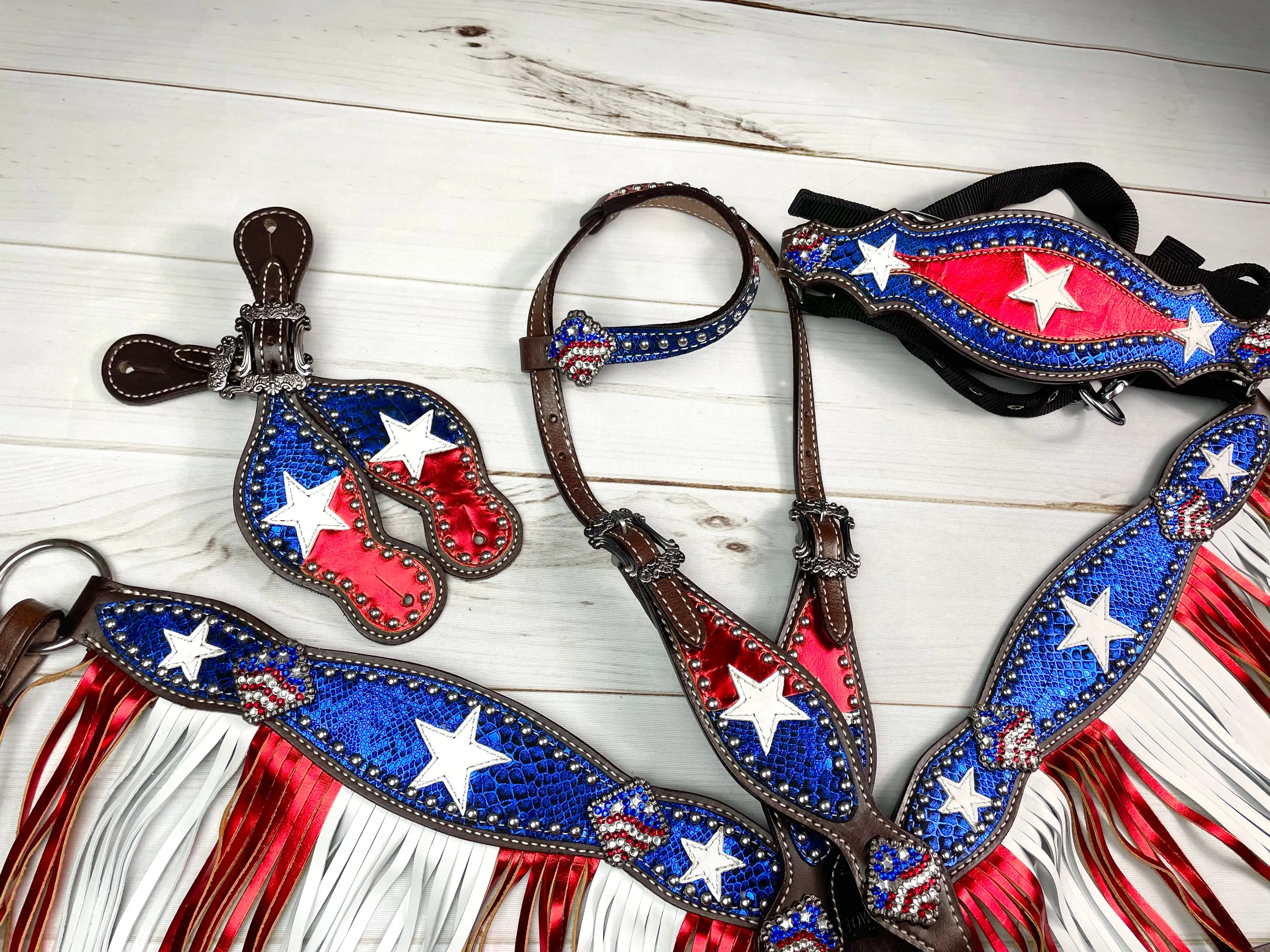 Patriotic American Spur Straps