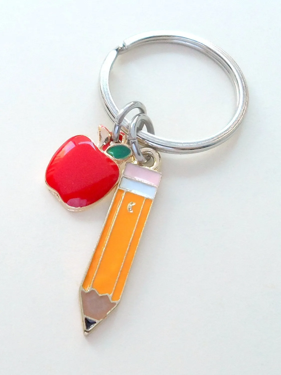 Pencil & Apple Charm Keychain for Teachers from Jewelry Everyday