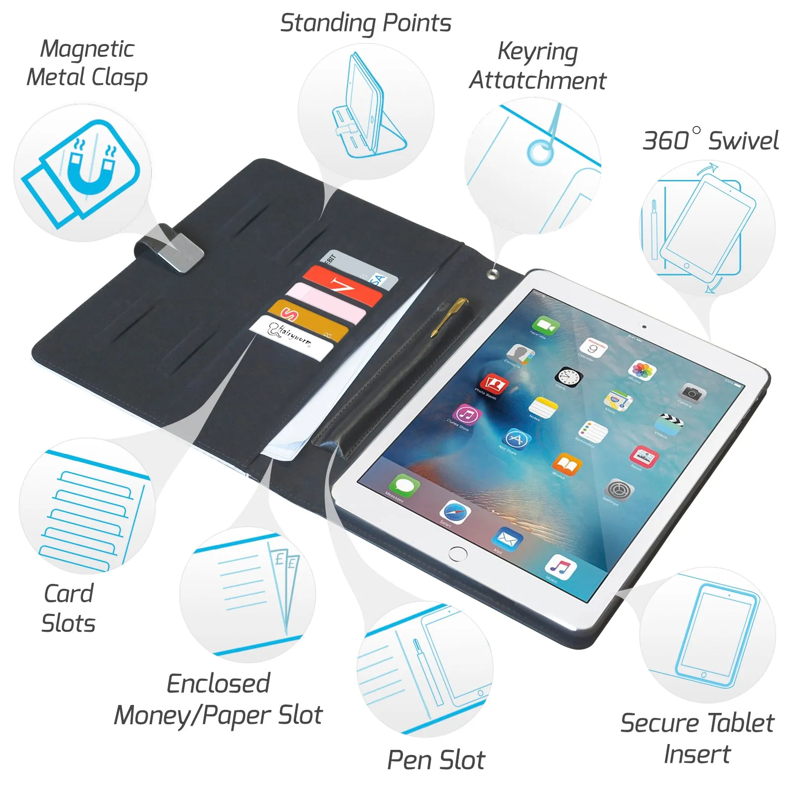 Personalised Apple iPad Leather Wallet Case