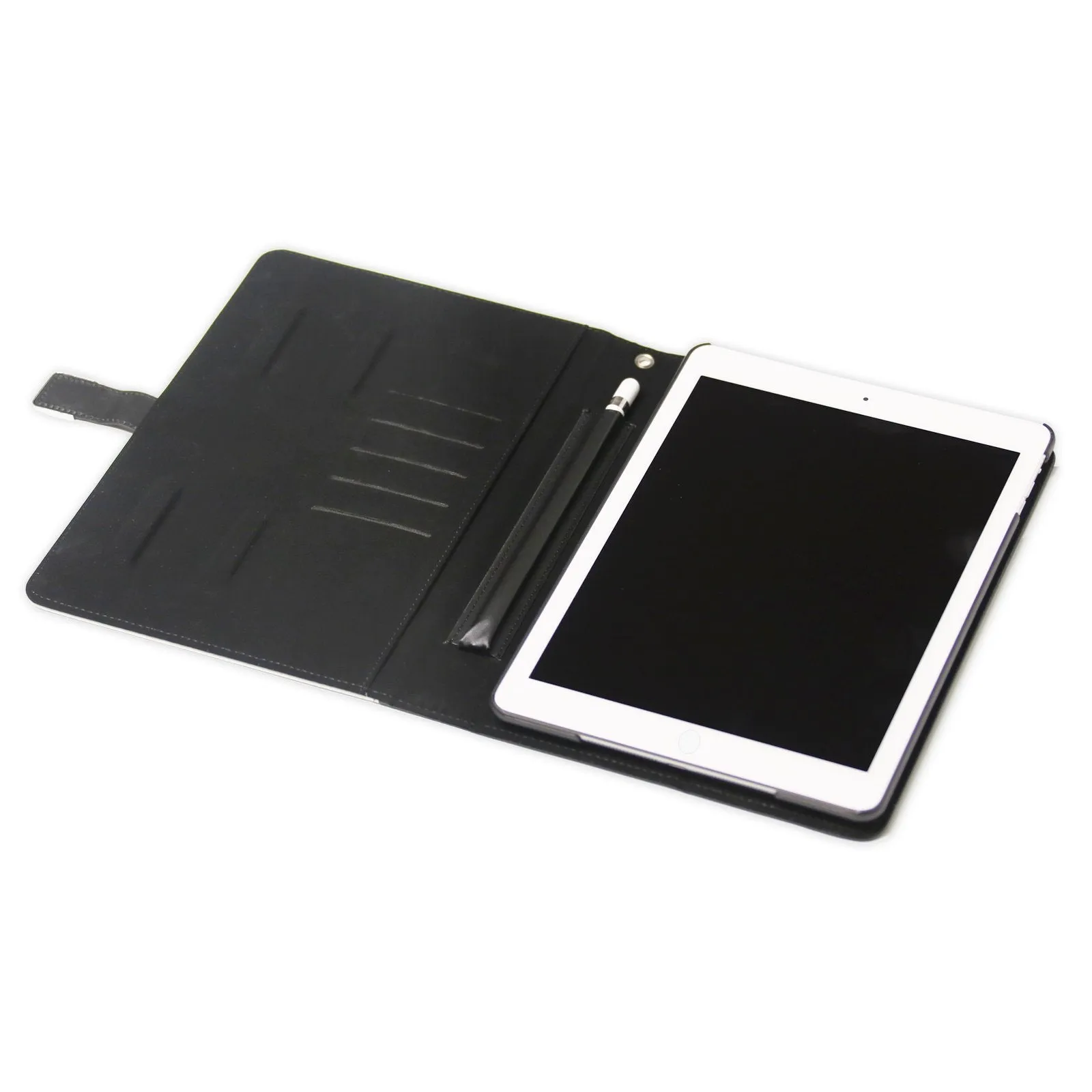Personalised iPad Case with Heart Stylised Name on Black Marble