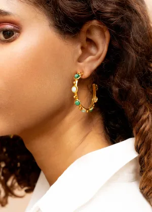 PETITE CANDY HOOPS - MALACHITE/AMAZONITE