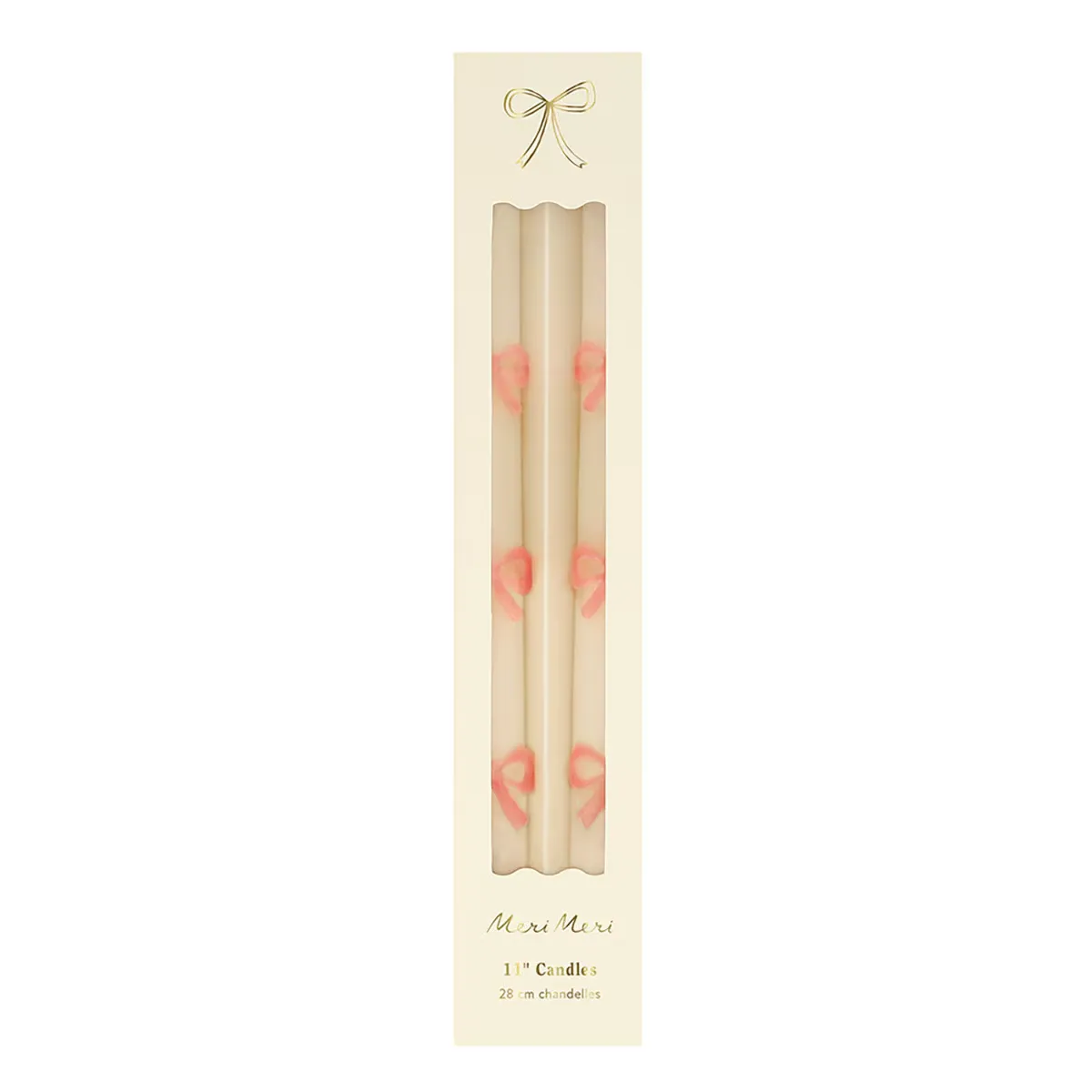 Pink Bow Taper Candles x2