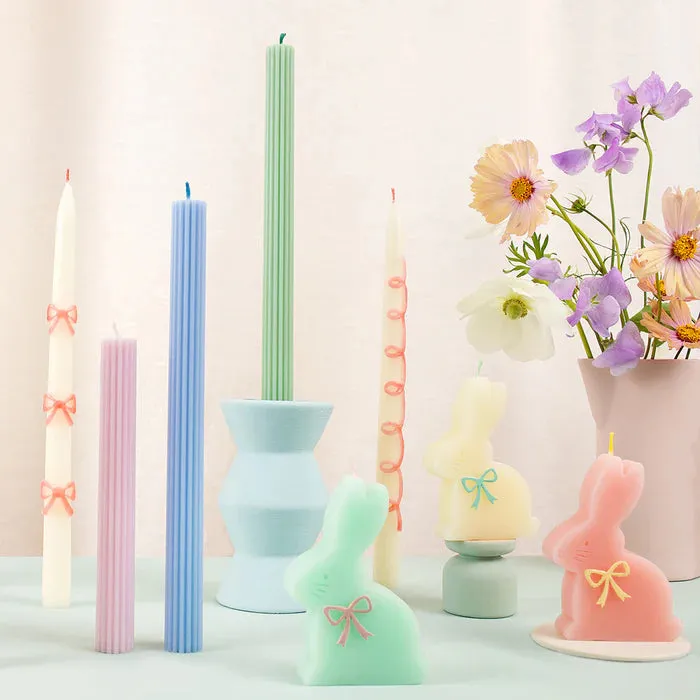 Pink Bow Tapered Candles, Pack of 2