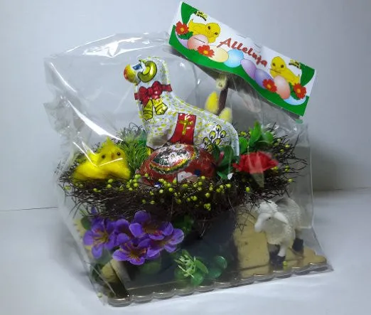 Polish Decorative Gift Basket with Chocolate Easter Lamb and Egg