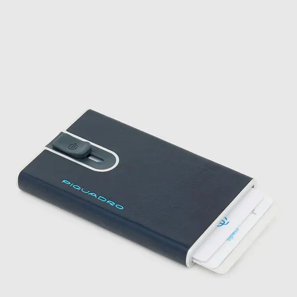 Porta Carte di Credito Piquadro con Sliding System Blue Square Blu Notte