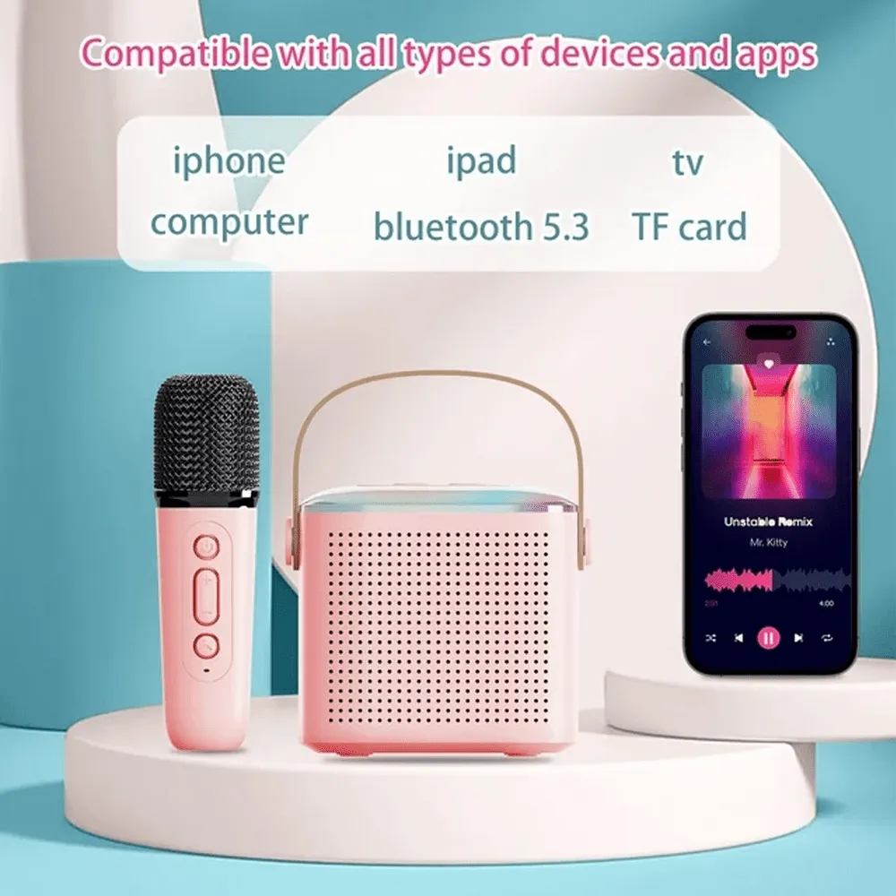 PORTABLE MULTIFUNCTIONAL WIRELESS MINI KARAOKE MACHINE WITH STEREO SOUND AND RGB LIGHT
