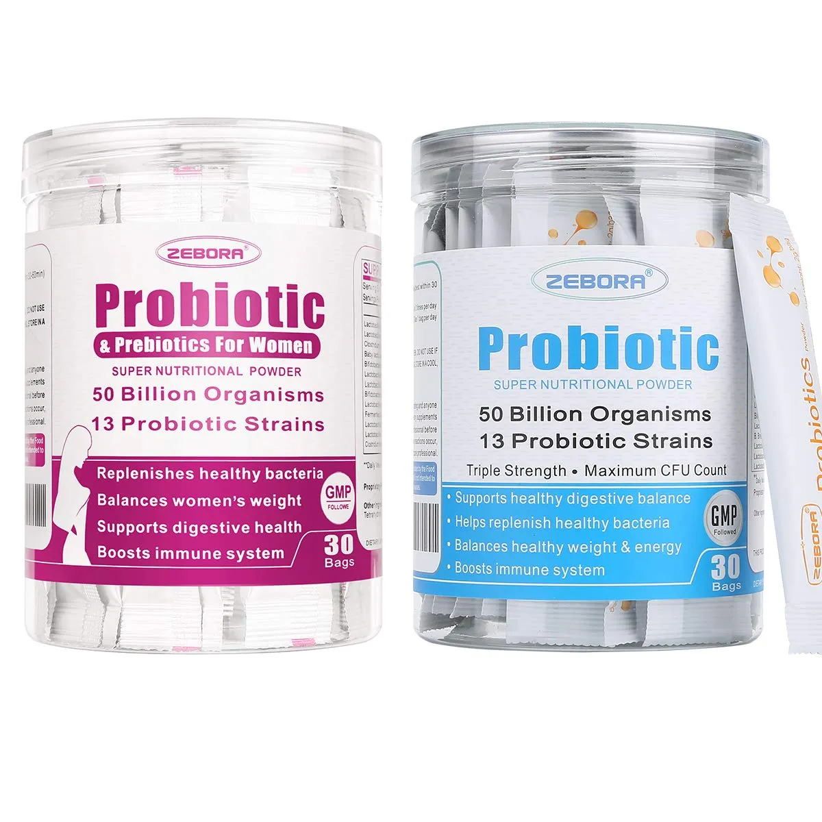 Probiotics for Women, Men and Kids, Prebiotics and Probiotics Powder for Digestive and Immune Health – Support Healthy-Respiratory-System Gluten Free and Non GMO, 30 Bags
