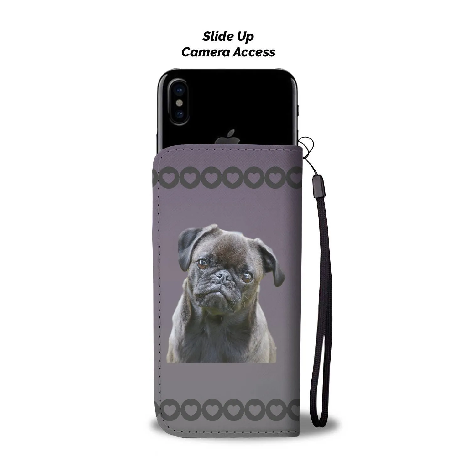 Pug Phone Case Wallet - Black Pug