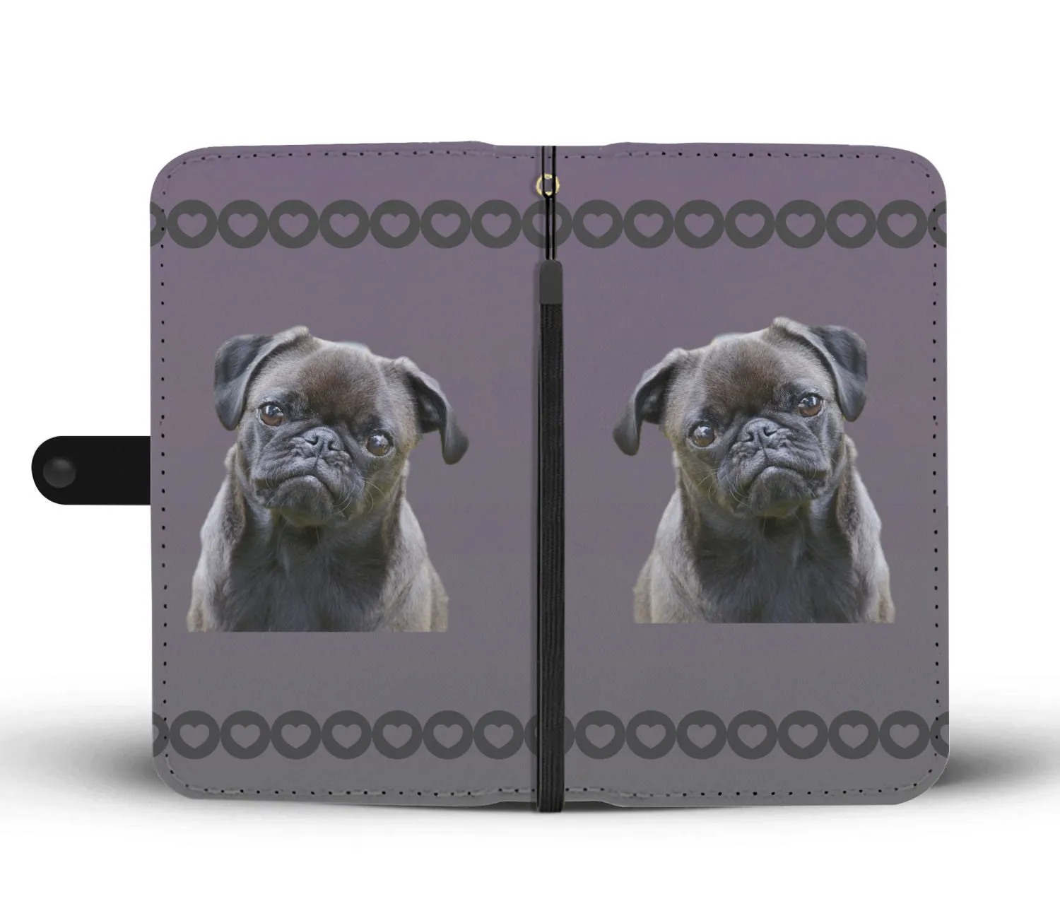 Pug Phone Case Wallet - Black Pug