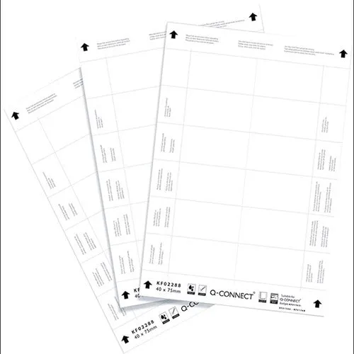 Q-Connect Name Badge Inserts 40x75mm 12 Per Sheet (25 Pack)