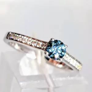 "Beautiful Dream” Sz 6.5 Ring - Blue & White Diamonds, 18K White Gold