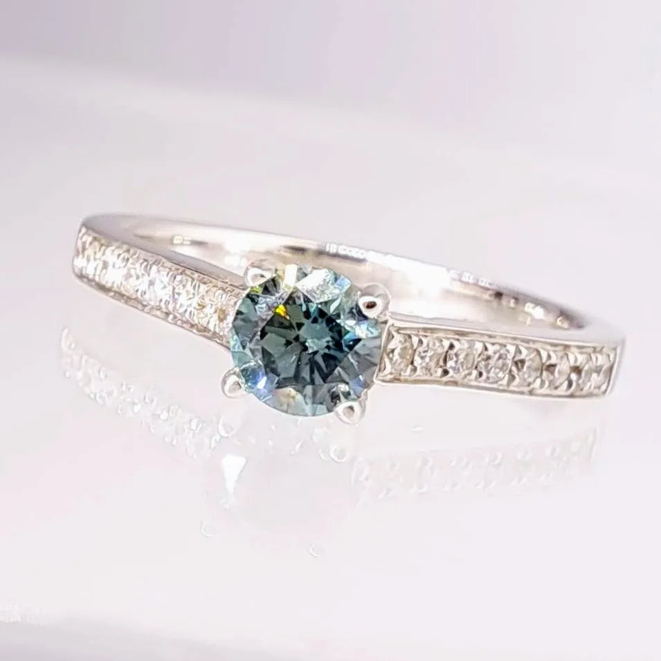 "Beautiful Dream” Sz 6.5 Ring - Blue & White Diamonds, 18K White Gold