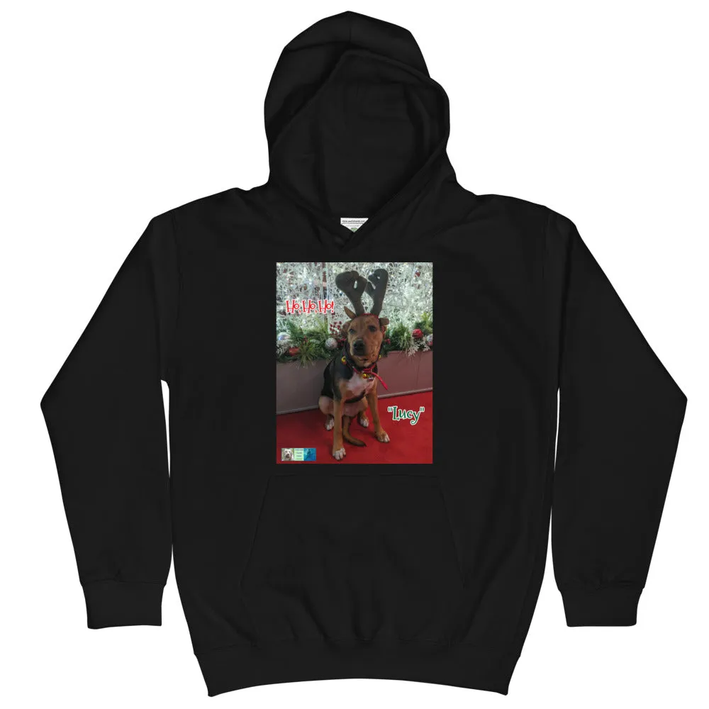 "Christmas Dog" Kids Hoodie Sweatshirt ("Lucy")