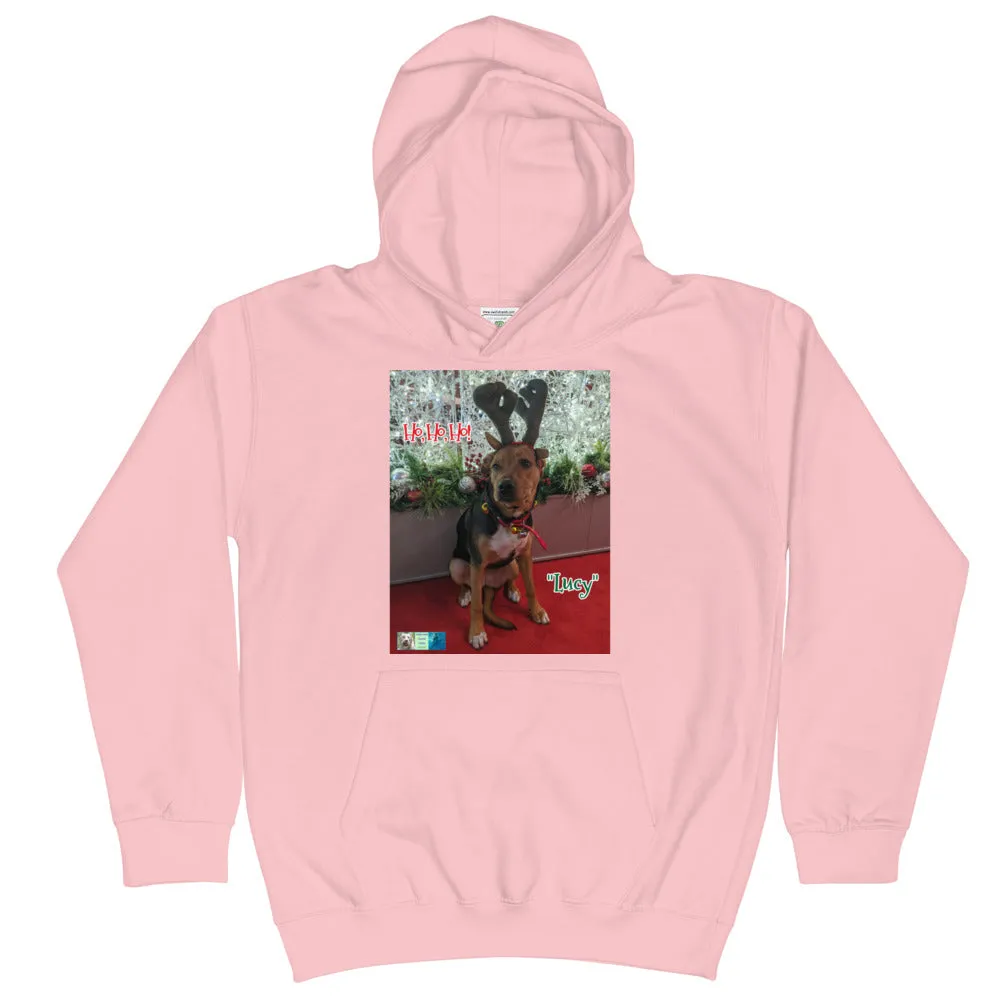 "Christmas Dog" Kids Hoodie Sweatshirt ("Lucy")