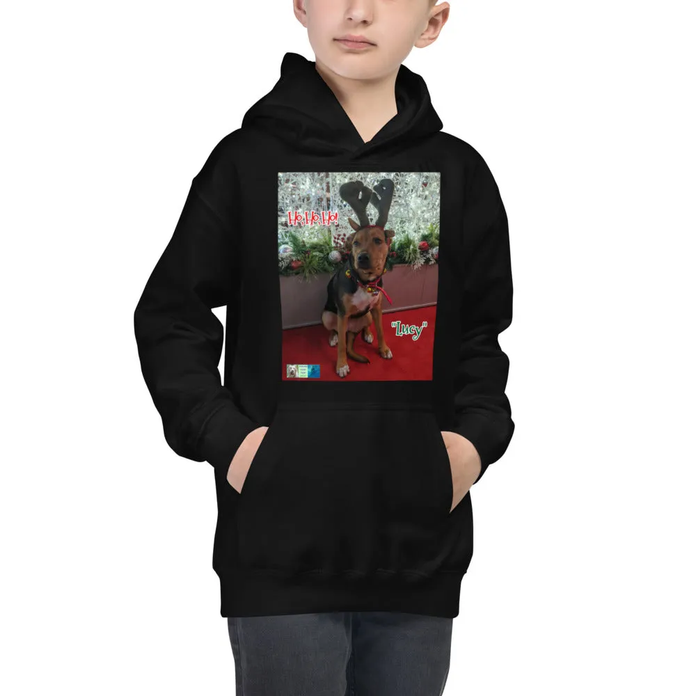 "Christmas Dog" Kids Hoodie Sweatshirt ("Lucy")