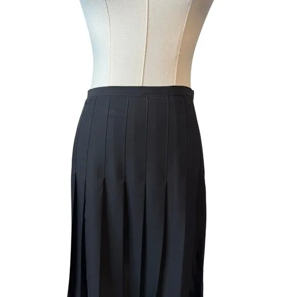 Ralph Lauren NWOT Black Size 8 Pleated Midi Skirt Lace Trim