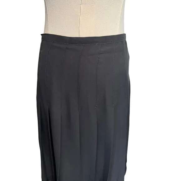 Ralph Lauren NWOT Black Size 8 Pleated Midi Skirt Lace Trim